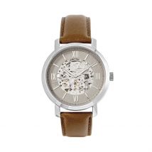 Montre Arctik Eclipse Argenté - Boîtier Blanc - Cadran Argenté - Bracelet Marron - Mécanisme en Automatique - Pour Homme - Histoire d'Or