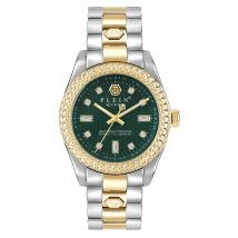 Montre Philipp Plein Queen Vert - Boîtier Bicolore - Cadran Vert - Bracelet Bicolore - Mécanisme en Quartz - Pour Femme - Histoire d'Or