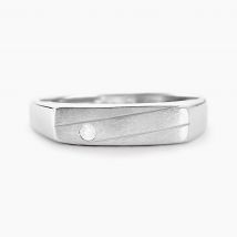 Chevalière Michel Argent Blanc Oxyde De Zirconium - Pour Homme - Pierre en Oxyde de Zirconium de forme Ronde - Histoire d'Or