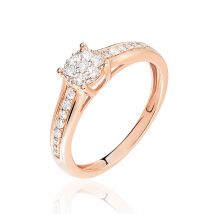 Bague Celia Or Rose Diamant - Pour Femme - Pierre en Diamant de forme Ronde - Histoire d'Or