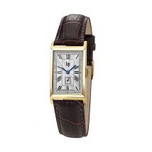 Montre Lip Churchill T18 Argenté - Boîtier Jaune - Cadran Argenté - Bracelet Marron - Mécanisme en Quartz - Pour Famille - Histoire d'Or
