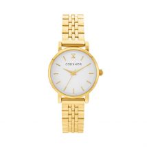 Montre Codhor Alix Blanc - Boîtier Jaune - Cadran Blanc - Bracelet Doré - Mécanisme en Quartz - Pour Femme - Histoire d'Or