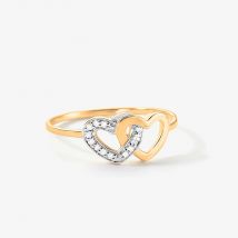 Bague Wydad Or Jaune Diamant - Pour Femme - Pierre en Diamant de forme Ronde - Motif Cœur - Histoire d'Or