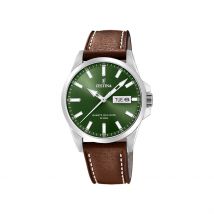 Montre Festina Classics 41 Vert - Boîtier - Cadran Vert - Bracelet Marron - Mécanisme en Quartz - Pour Homme - Histoire d'Or