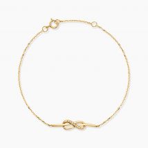 Bracelet Rabindra Or Jaune Diamant - Pour Femme - Pierre en Diamant de forme Ronde - Motif Infini - Histoire d'Or