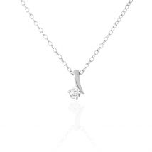Collier April Argent Blanc Oxyde De Zirconium - Pour Femme - Pierre en Oxyde de Zirconium de forme Ronde - Histoire d'Or