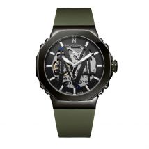 Montre Montignac Octagon Automatique Gris - Boîtier Gris - Cadran Gris - Bracelet Kaki - Mécanisme en Automatique - Pour Homme - Histoire d'Or