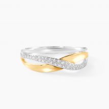 Bague Nene Or Bicolore Diamant - Pour Femme - Pierre en Diamant de forme Ronde - Motif Croix - Histoire d'Or