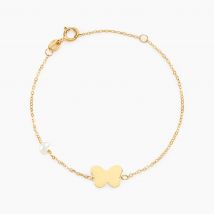 Bracelet Aurida Papillon Or Jaune Perle De Culture - Pour Enfant - Pierre en Perle de culture de forme Ronde - Motif Papillon - Histoire d'Or