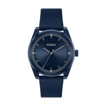 Montre Hugo Bright Bleu - Boîtier Bleu - Cadran Blanc - Bracelet Bleu - Mécanisme en Quartz - Pour Homme - Histoire d'Or