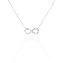 Collier Infini Empierre Or Blanc Diamant - Pour Femme - Pierre en Diamant de forme Ronde - Motif Infini - Histoire d'Or