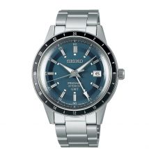 Montre Seiko Presage Bleu London - Boîtier Blanc - Cadran Blanc - Bracelet Argenté - Mécanisme en Automatique - Pour Homme - Histoire d'Or