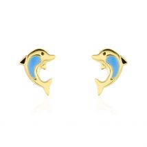 Boucles D'oreilles Puces Mael Dauphin Or Jaune - Pour Enfant - Histoire d'Or