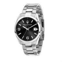 Montre Maserati Attrazione Noir - Boîtier Blanc - Cadran Noir - Bracelet Argenté - Mécanisme en Quartz - Pour Homme - Histoire d'Or