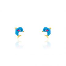 Boucles D'oreilles Puces Mael Dauphin Or Jaune - Pour Enfant - Histoire d'Or