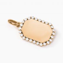 Pendentif Tissem Plaqué Or Doré Oxyde De Zirconium - Pour Femme - Pierre en Oxyde de Zirconium de forme Ronde - Motif Rectangle - Histoire d'Or