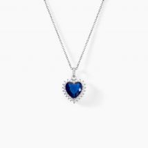 Collier Argent Sphinx Pierre - Pour Femme - Pierre en Verre de forme Coeur - Motif Cœur - Histoire d'Or