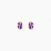 Boucles D'oreilles Puces Or Jaune Prudencia Améthystes - Pour Femme - Pierre en Amethyste de forme Ovale - Histoire d'Or
