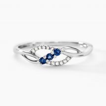 Bague Rosalyne Or Blanc Saphir Et Diamant - Pour Femme - Pierre en Saphir de forme Ronde - Histoire d'Or