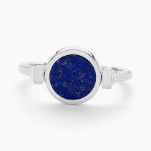 Bague Lunatique Argent Blanc Lapis Lazuli Nacre - Pour Femme - Pierre en Lapis lazuli de forme Ronde - Motif Cercle - Histoire d'Or