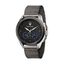 Montre Maserati Traguardo Noir - Boîtier Blanc - Cadran Noir - Bracelet Gris - Mécanisme en Quartz - Pour Homme - Histoire d'Or