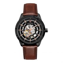 Montre Pierre Lannier Automatique 44 Noir - Boîtier Noir - Cadran Noir - Bracelet Brun - Mécanisme en Automatique - Pour Homme - Histoire d'Or