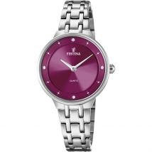 Montre Festina Mademoiselle Rouge - Boîtier Blanc - Cadran Rose - Bracelet Argenté - Mécanisme en Quartz - Pour Femme - Histoire d'Or