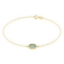 Bracelet Pernia Or Jaune Amazonite - Pour Femme - Pierre en Amazonite de forme Ovale - Motif Ovale - Histoire d'Or