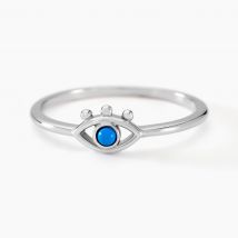 Bague Pernelle Argent Blanc Turquoise - Pour Femme - Pierre en Turquoise de forme Ronde - Motif Oeil turc - Histoire d'Or