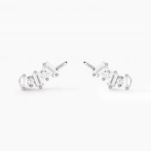 Bijoux D'oreilles Zachary Or Blanc Diamant Synthétique - Pour Femme - Pierre en Diamant Synthétique de forme Rectangle - Histoire d'Or