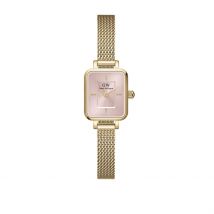 Montre Daniel Wellington Quadro Mini Rose - Boîtier Jaune - Cadran Rose - Bracelet Doré - Mécanisme en Quartz - Pour Femme - Histoire d'Or