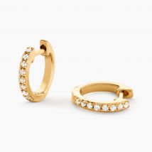 Mini Créoles Or Jaune Aryanna Diamants - Pour Femme - Pierre en Diamant de forme Ronde - Histoire d'Or