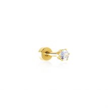 Piercing D'oreilles Unitaire Acier Doré Piia Oxyde De Zirconium - Pour Famille - Pierre en Oxyde de Zirconium de forme Ronde - Histoire d'Or