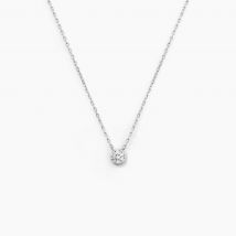 Collier Teani Or Blanc Diamant - Pour Femme - Pierre en Diamant de forme Ronde - Histoire d'Or