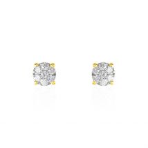 Boucles D'oreilles Puces Charlene Or Jaune Diamant Synthetique - Pour Femme - Pierre en Diamant Synthétique de forme Ronde - Histoire d'Or