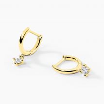Créoles Claud Or Jaune Diamant Synthétique - Pour Femme - Pierre en Diamant Synthétique de forme Ronde - Histoire d'Or
