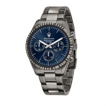 Montre Maserati Competizione Bleu - Boîtier Noir - Cadran Blanc - Bracelet Gris - Mécanisme en Quartz - Pour Homme - Histoire d'Or