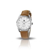 Montre Lip Himalaya 40 Argent - Boîtier Blanc - Cadran Argenté - Bracelet Marron - Mécanisme en Quartz - Pour Homme - Histoire d'Or