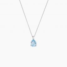 Collier Anesa Or Blanc Topaze - Pour Femme - Pierre en Topaze de forme Poire - Motif Goutte - Histoire d'Or