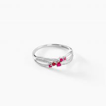 Bague Amarylis Or Blanc Rubis Diamant - Pour Femme - Pierre en Rubis de forme Ronde - Histoire d'Or