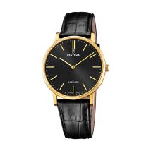 Montre Festina Swiss Made 39 Noir - Boîtier Jaune - Cadran Noir - Bracelet Noir - Mécanisme en Quartz - Pour Homme - Histoire d'Or