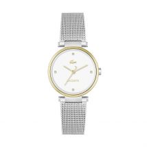 Montre Lacoste Orba Blanc - Boîtier Jaune - Cadran Blanc - Bracelet Argenté - Mécanisme en Quartz - Pour Femme - Histoire d'Or