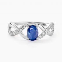 Bague Jess Or Blanc Saphir Et Diamant - Pour Femme - Pierre en Saphir de forme Ovale - Histoire d'Or