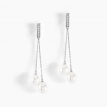 Boucles D'oreilles Pendantes Giacomo Or Blanc Perle De Culture - Pour Femme - Histoire d'Or