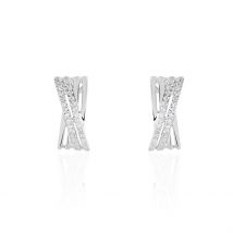 Boucles D'oreilles Puces Julianne Or Blanc Diamant - Pour Femme - Pierre en Diamant de forme Ronde - Motif Croix - Histoire d'Or