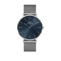 Montre Daniel Wellington Classic Bleu - Boîtier Blanc - Cadran Blanc - Bracelet Argenté - Mécanisme en Quartz - Pour Homme - Histoire d'Or