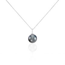Collier Semi-baroque Or Blanc Perle De Culture De Tahiti - Pour Femme - Pierre en Perle tahiti de forme Semi-ronde - Motif Goutte - Histoire d'Or