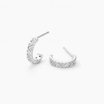 Créoles Emaline Argent Blanc Oxyde De Zirconium - Pour Femme - Pierre en Oxyde de Zirconium de forme Ronde - Motif Cercle - Histoire d'Or