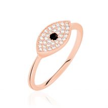 Bague Eldia Argent Rose Oxyde De Zirconium - Pour Femme - Pierre en Oxyde de Zirconium de forme Ronde - Motif Oeil - Histoire d'Or
