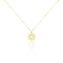 Collier Thallya Or Jaune Oxyde De Zirconium - Pour Femme - Pierre en Oxyde de Zirconium de forme Ronde - Motif Soleil - Histoire d'Or